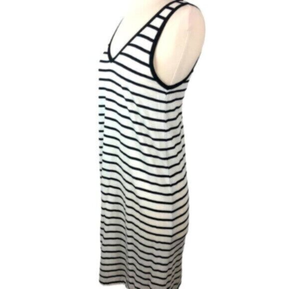Joe Fresh | Women's White & Black Stripe V-neck T-shirt Dress Size Small - Picture 6 of 7